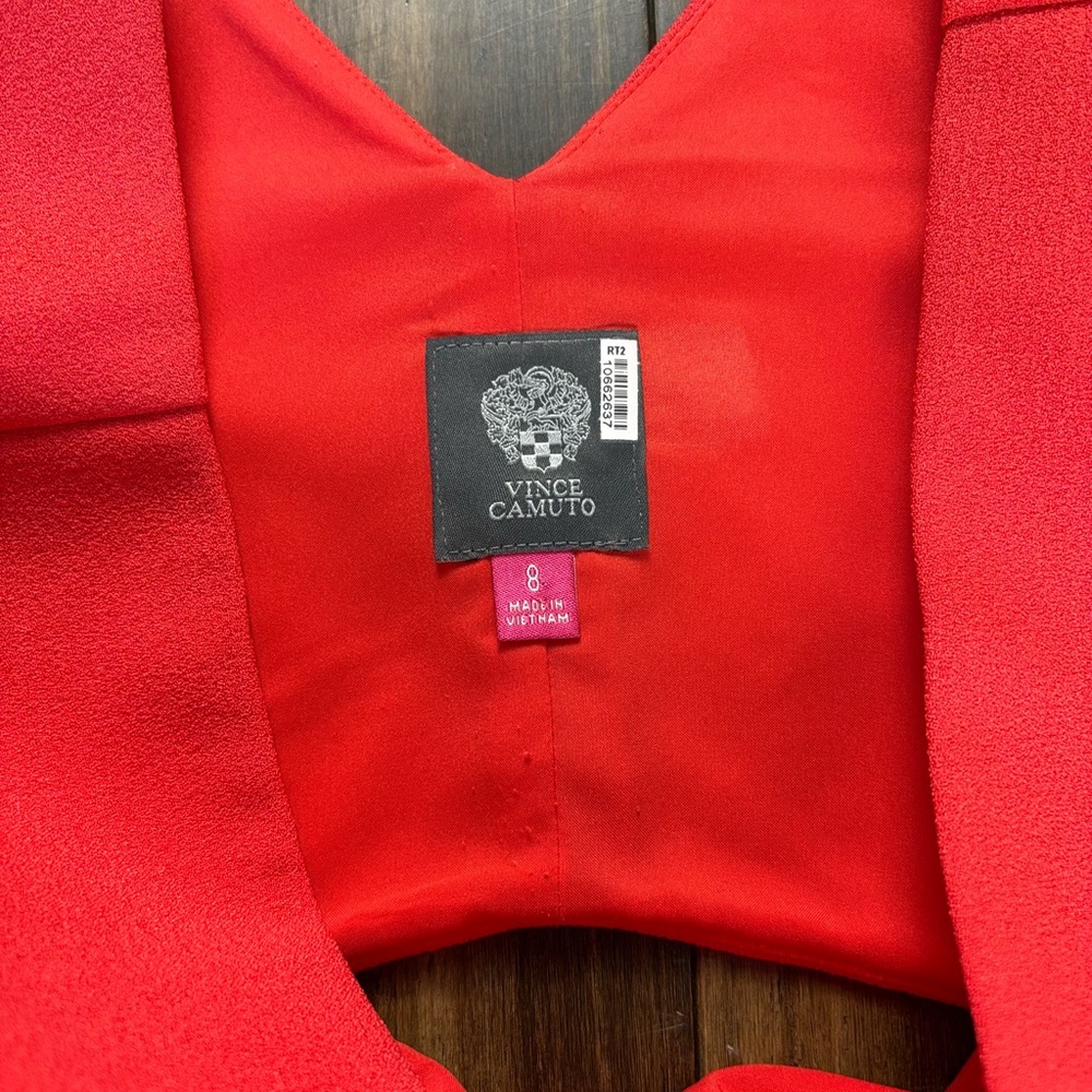 Vince Camuto size 8 Halter V Neck Sleeveless Knee Length Dress Orange Pin Coral - Picture 8 of 12